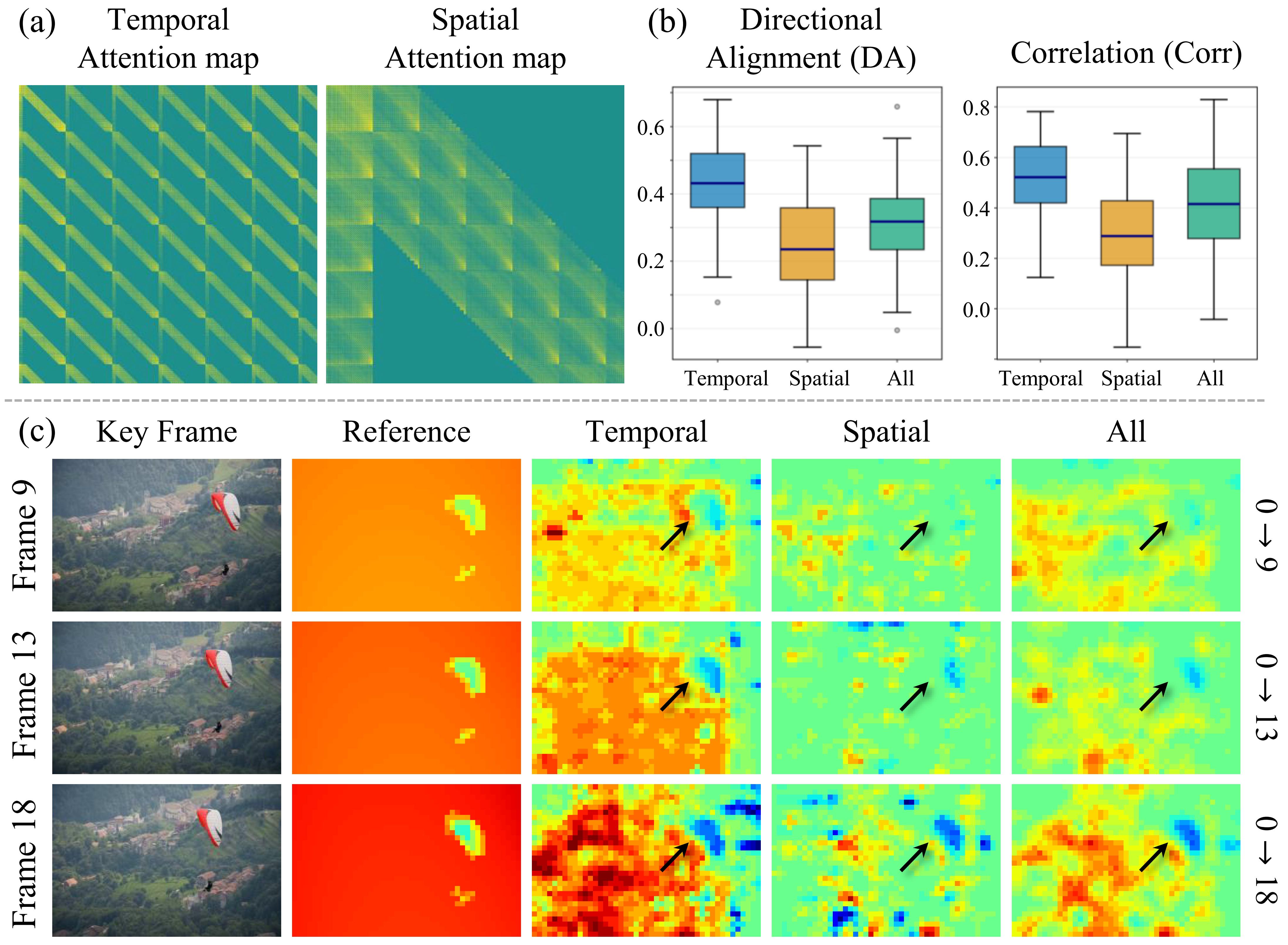 Motion-specific attention heads captured by displacement maps